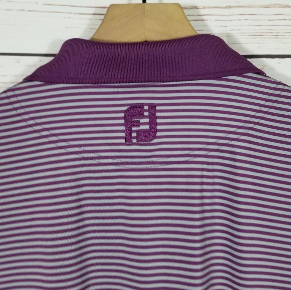 Footjoy | Purple Stripe Dryjoy Performance Golf Polo - Picture 4 of 5